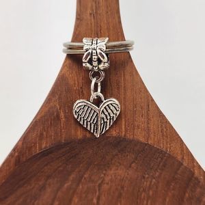 Heart Shaped Angel Wing Charm Keychain Keyring